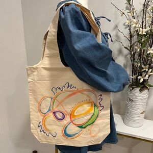 Hand Painted Organic Cotton Tote Bag